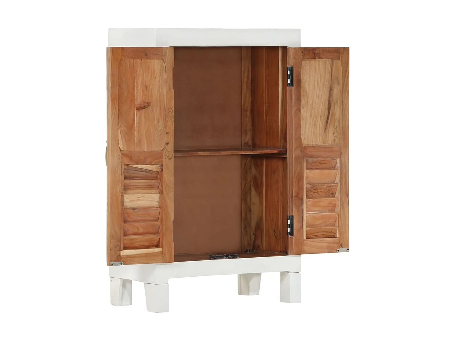 Aparador madera maciza de acacia blanco 55x30x90 cm ES50300