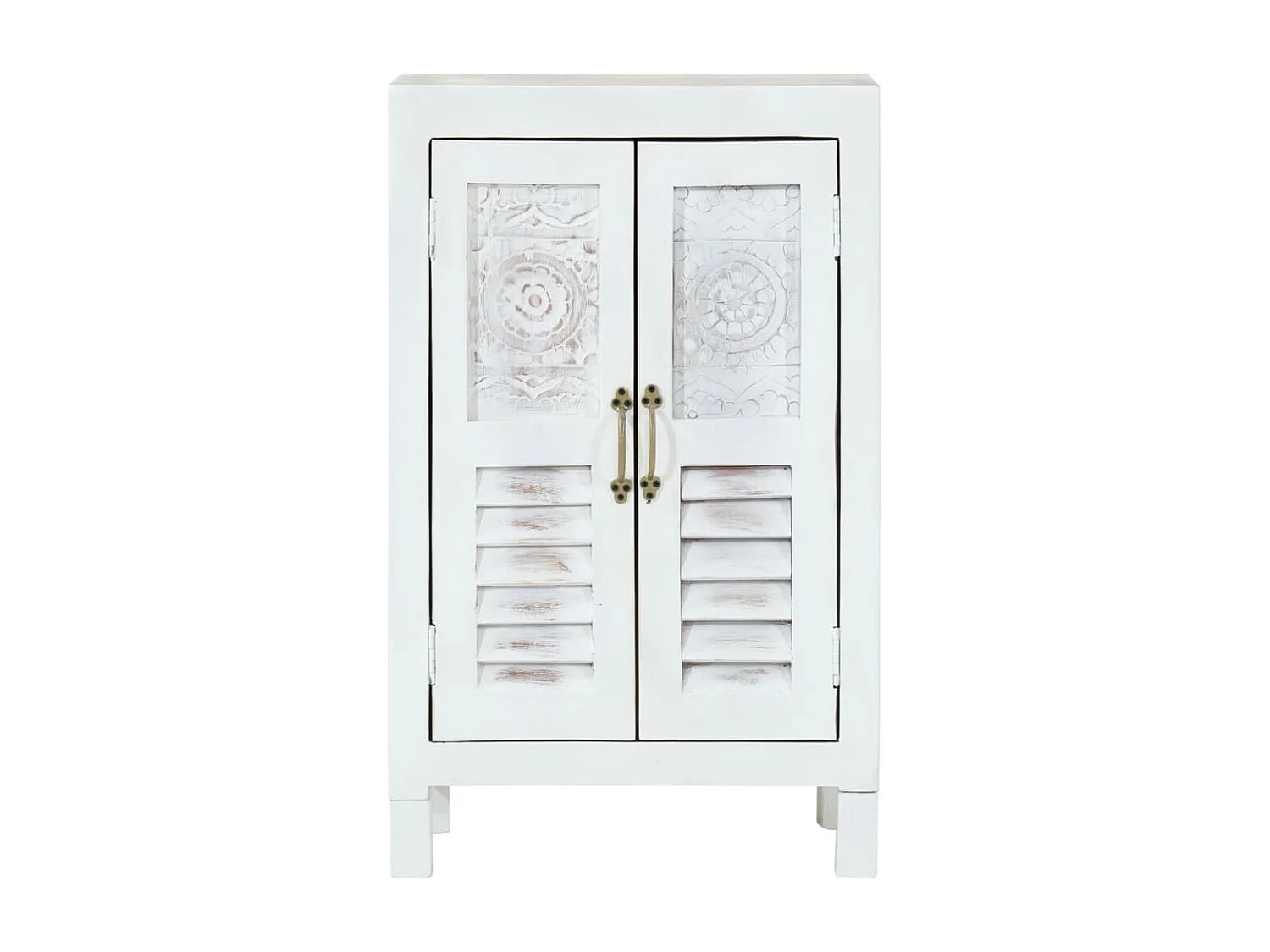 Aparador madera maciza de acacia blanco 55x30x90 cm ES50300