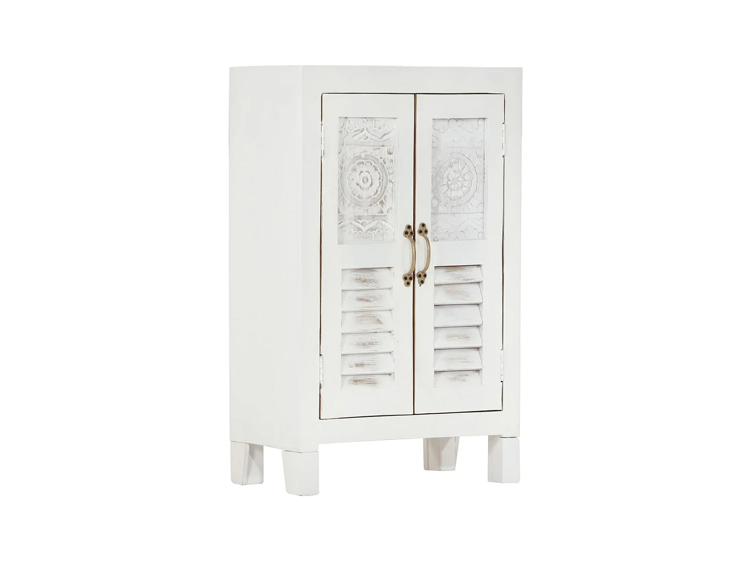Buffet blanc 55x30x90 cm bois massif d'acacia QWE21902