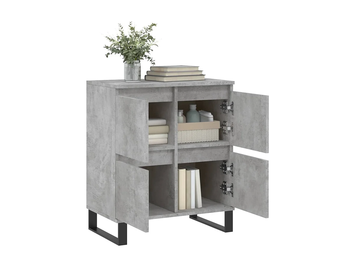 Dressoir 60x35x70 cm bewerkt hout betongrijs NL380283