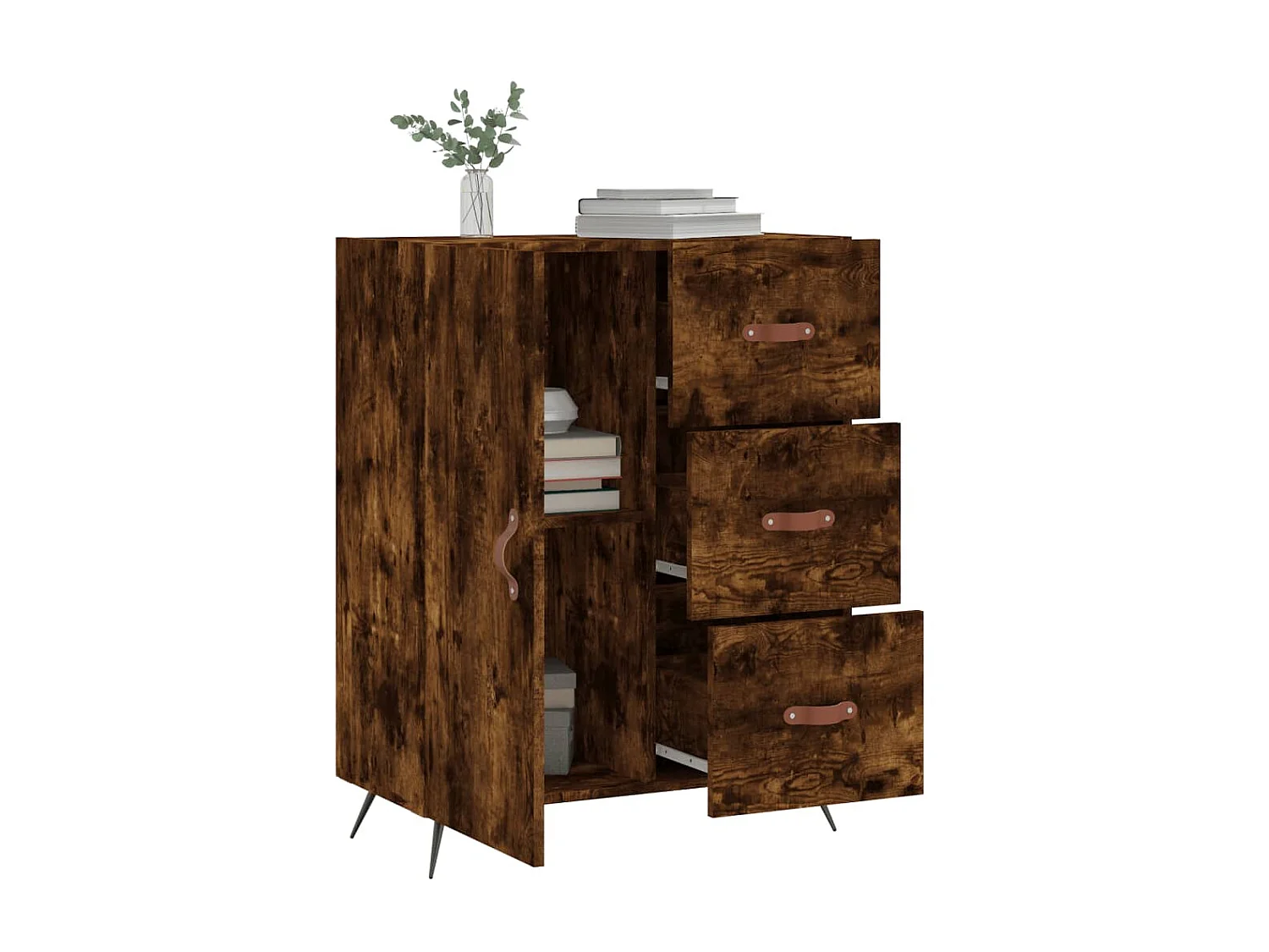 Buffet chêne fumé 69,5x34x90 cm bois d'ingénierie QWE71114