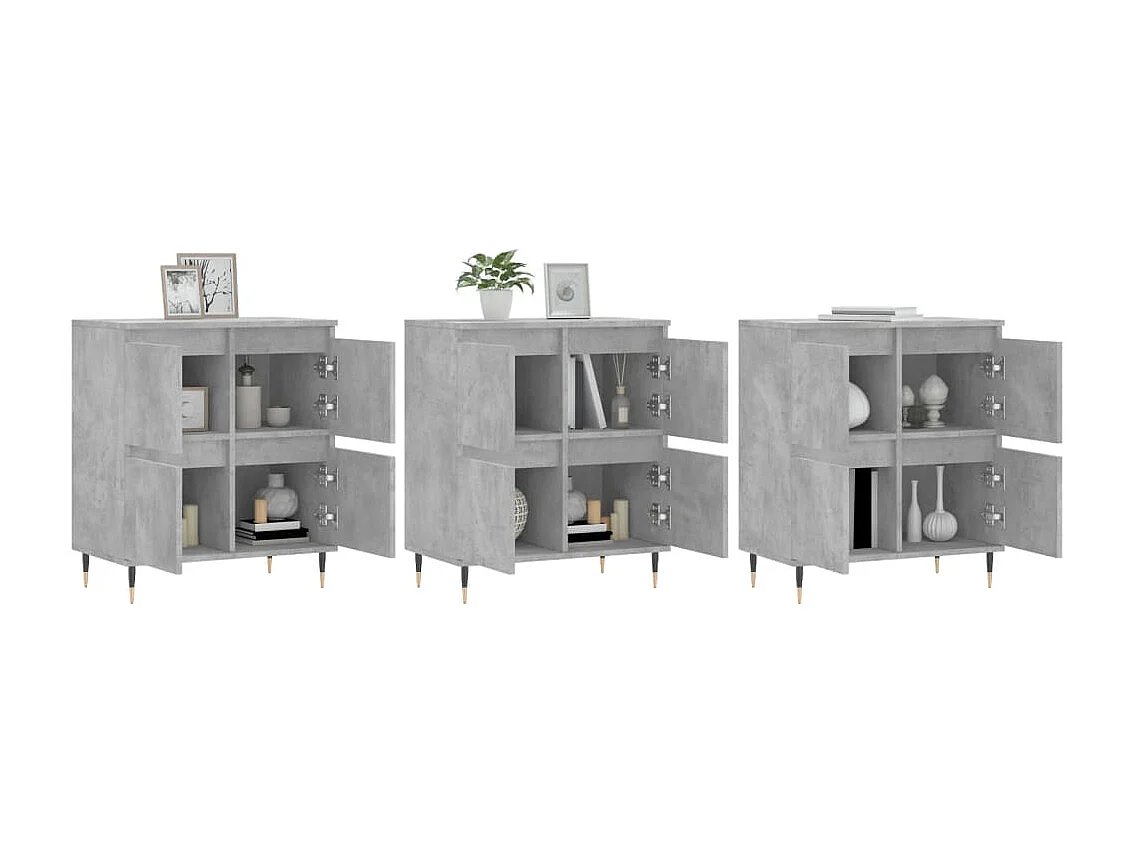 lot de 3 Buffets gris béton bois d'ingénierie QWE42704