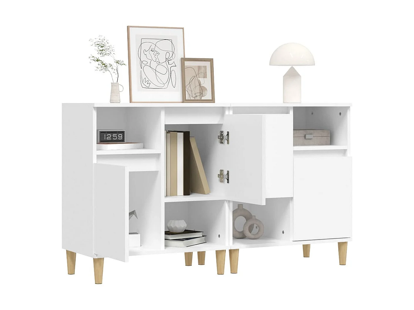 Buffets 2 pcs blanc 60x35x70 cm bois d'ingénierie EGER50927