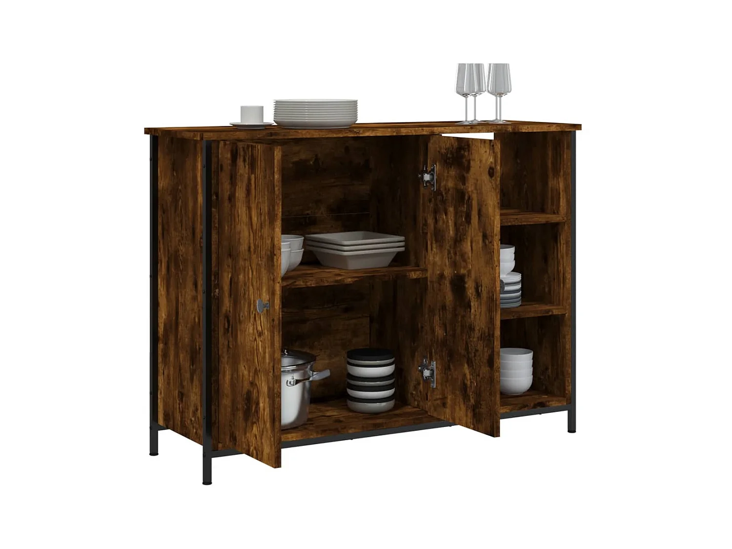 Aparador 100x33x75 cm derivados de madeira carvalho fumado PT284934