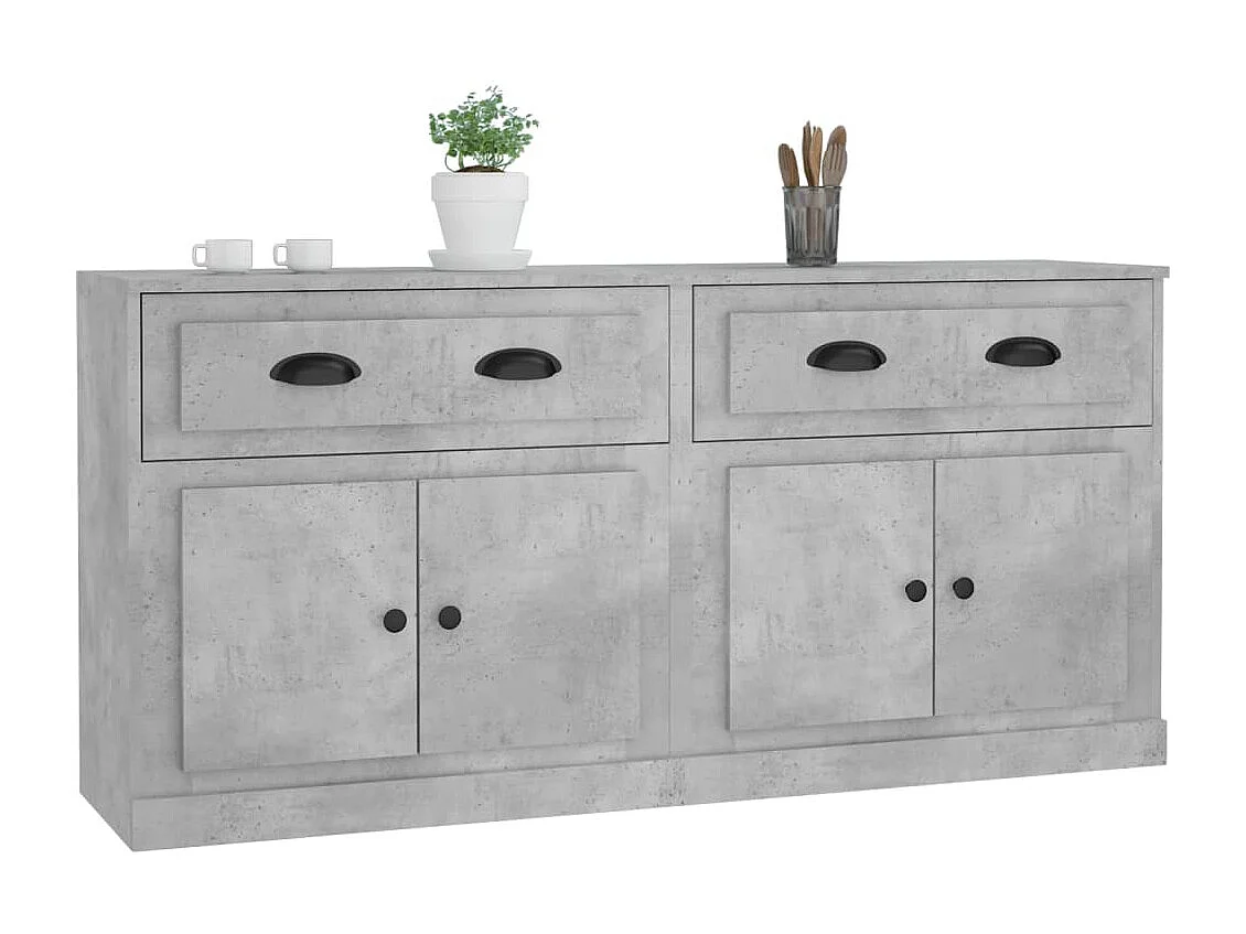 Buffets 2 pcs gris béton bois d'ingénierie EGER37110