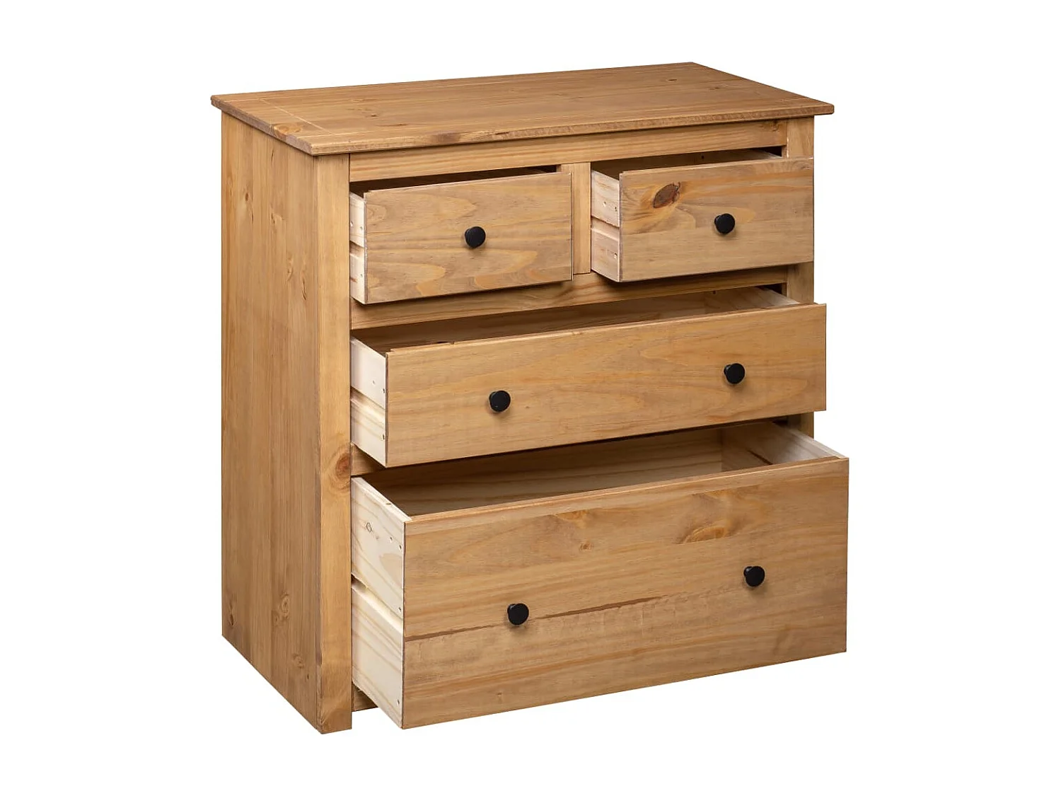 Aparador de madera maciza de pino estilo Panamá 80x40x83 cm ES83444