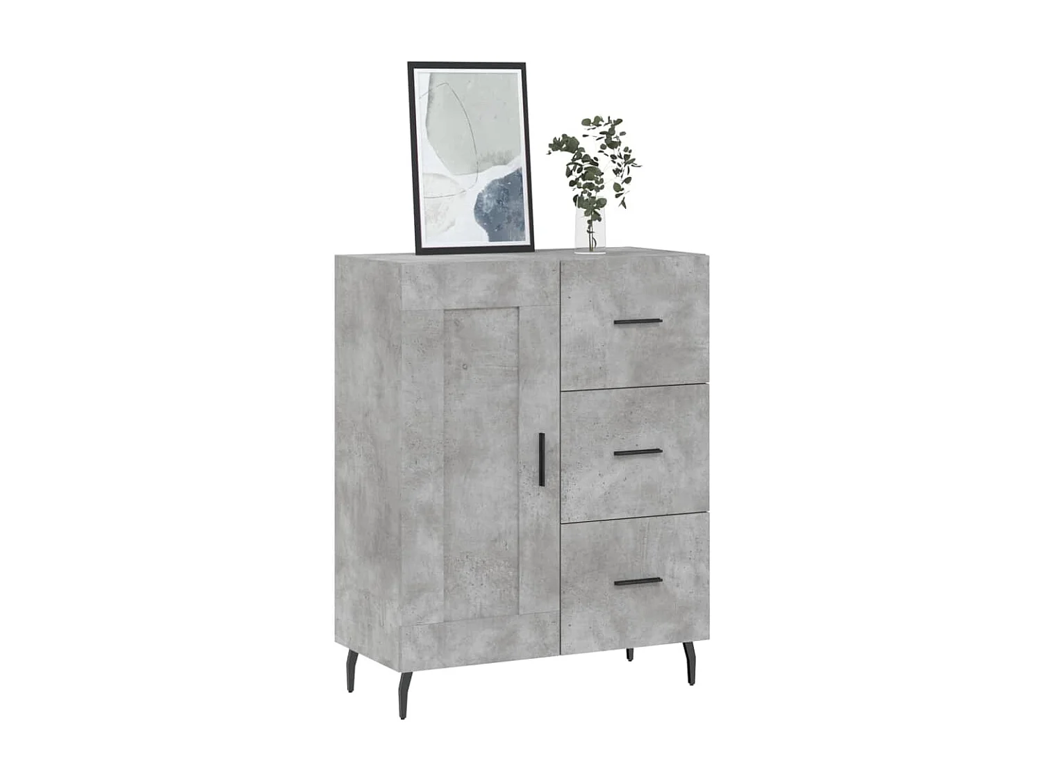 Aparador de madera de ingeniería gris hormigón 69,5x34x90 cm ES24134