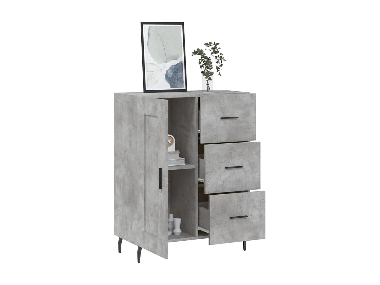 Aparador de madera de ingeniería gris hormigón 69,5x34x90 cm ES24134