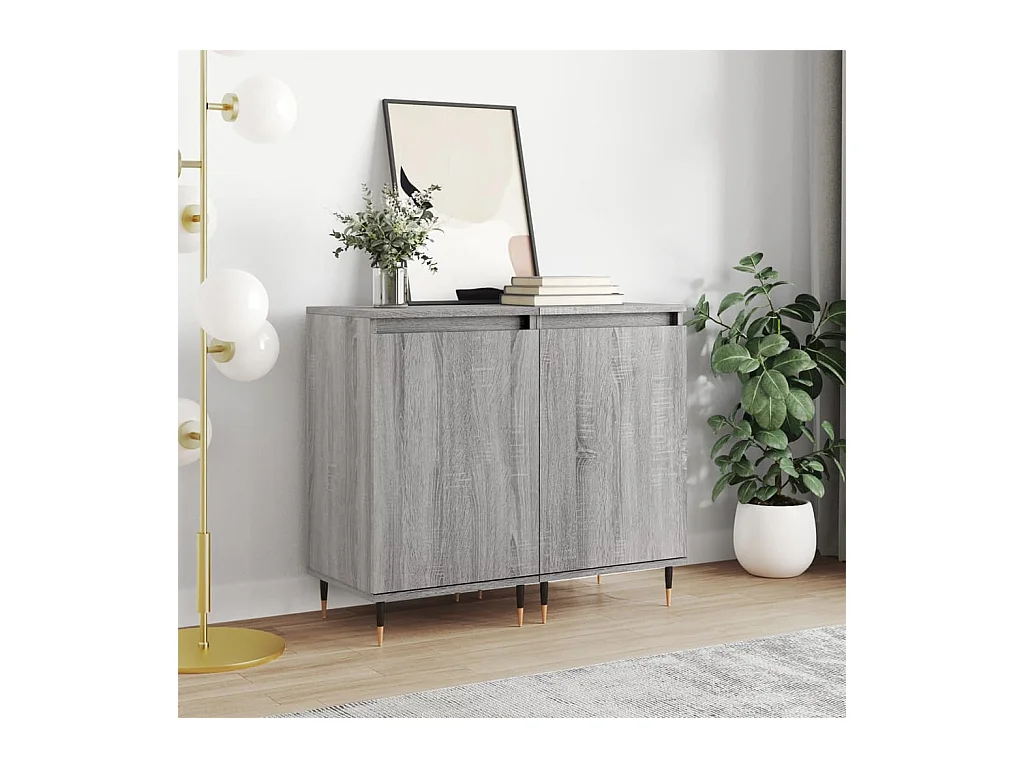 lot de 2 Buffets sonoma gris 40x35x70 cm bois d'ingénierie QWE53065