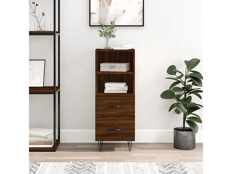 Buffet Chêne marron 34,5x34x90 cm Bois d'ingénierie QWE91123