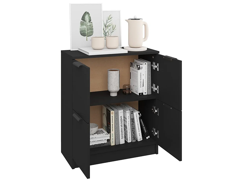 Dressoir 60x30x70 cm bewerkt hout zwart NL721289