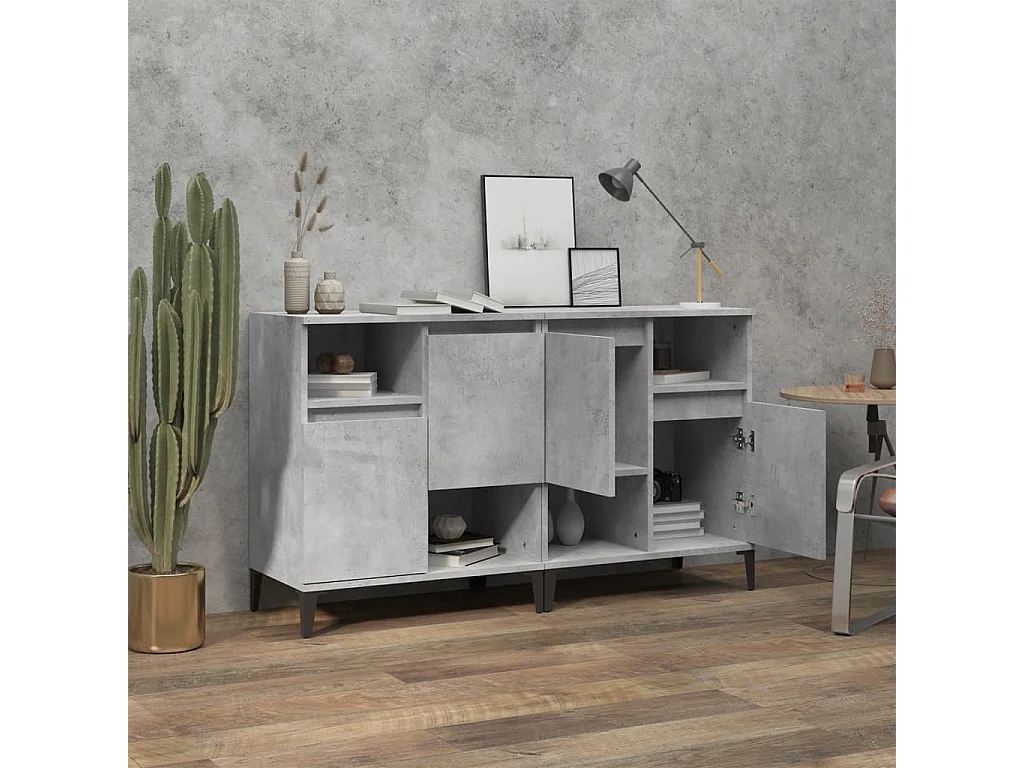 Buffets 2 pcs gris béton 60x35x70 cm bois d'ingénierie EGER46450