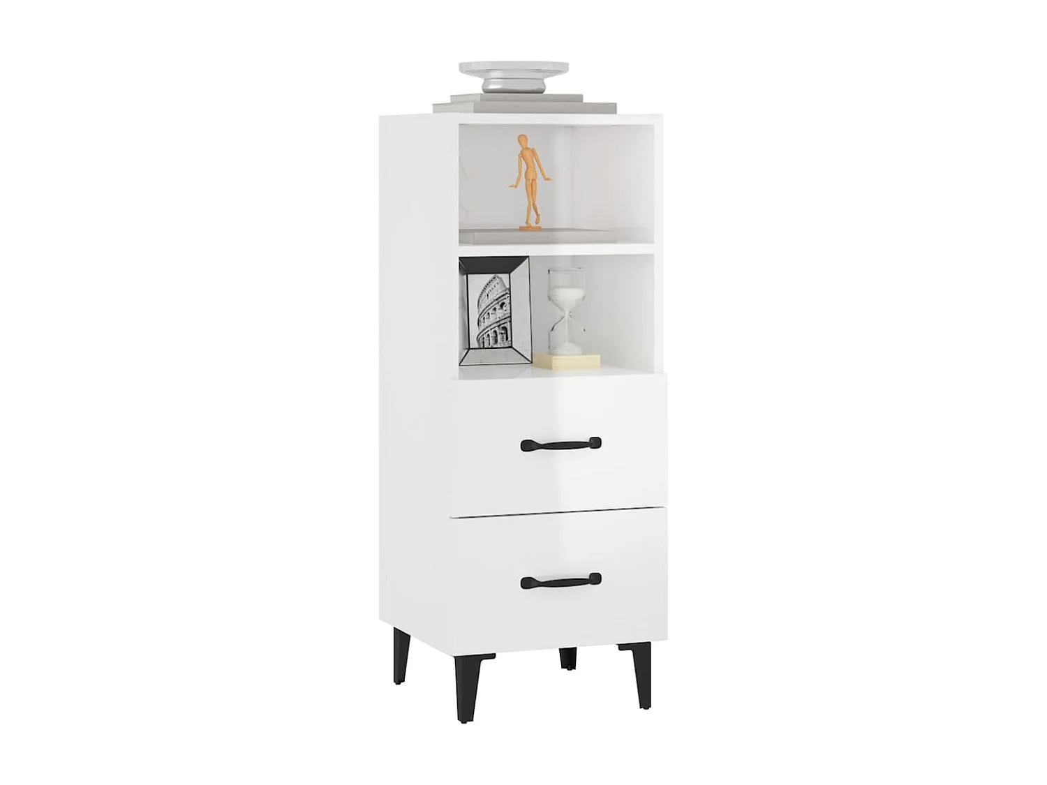 Buffet Blanc brillant 34,5x34x90 cm Bois d'ingénierie EGER83124