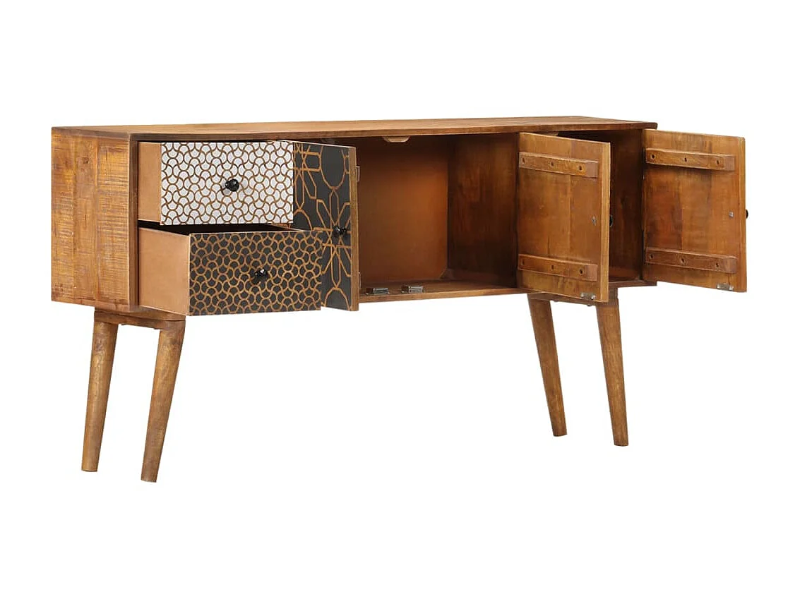 Buffet avec motif imprimé 130x30x70 cm Bois de manguier massif EGER34513