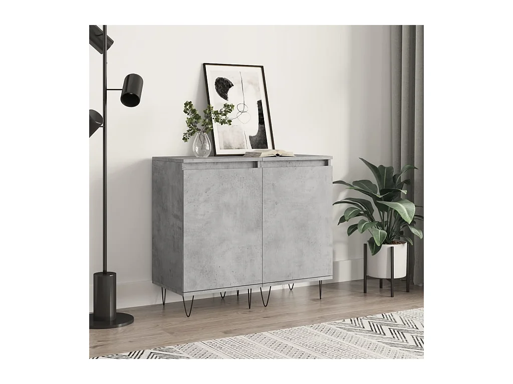 lot de 2 Buffets gris béton 40x35x70 cm bois d'ingénierie QWE82212
