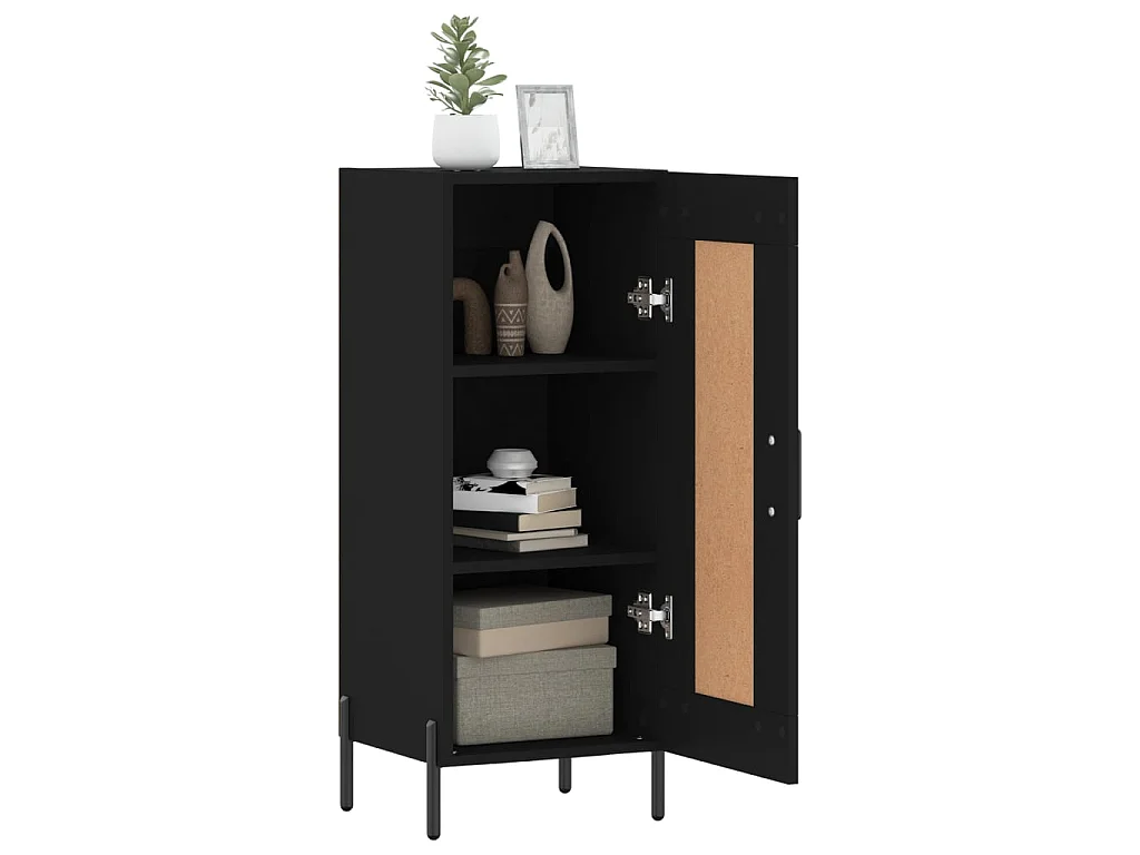 Aparador de madera contrachapada negro 34,5x34x90 cm ES60042