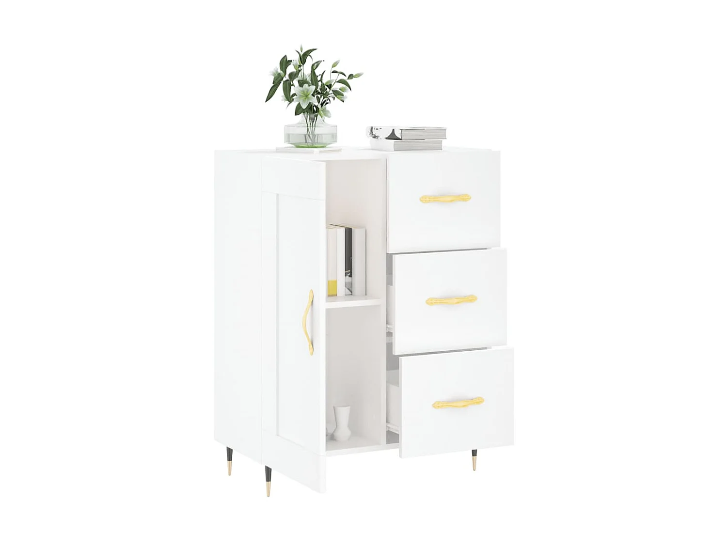 Buffet blanc 69,5x34x90 cm bois d'ingénierie QWE89369