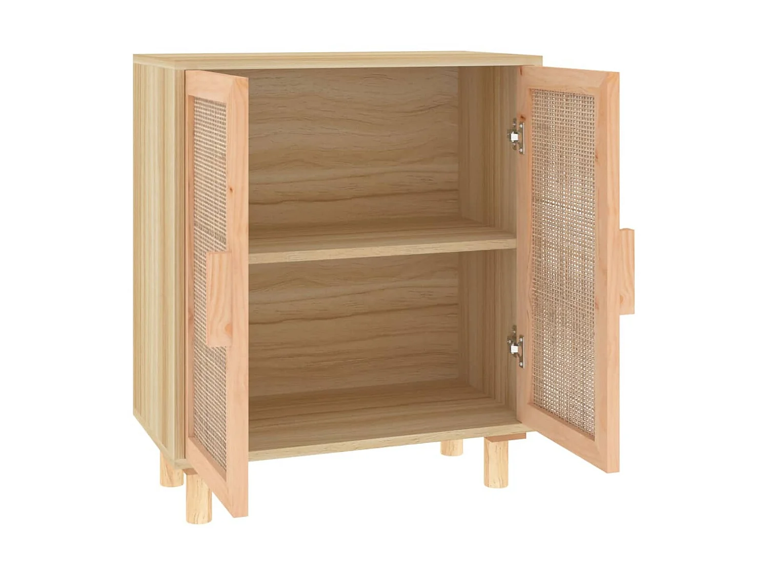 Buffet Marron 60x30x70 cm Bois de pin massif et rotin naturel QWE12464