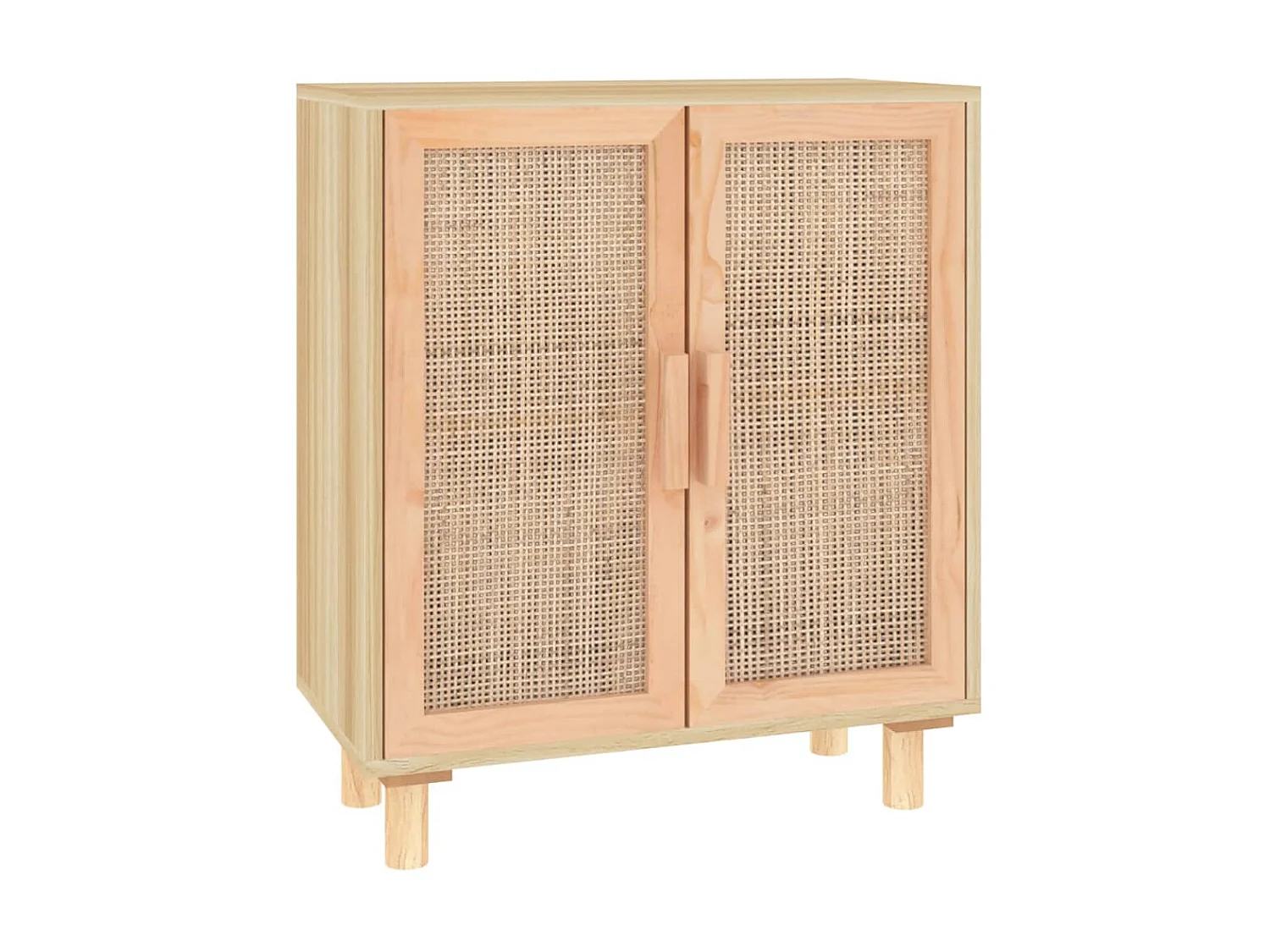 Buffet Marron 60x30x70 cm Bois de pin massif et rotin naturel QWE12464