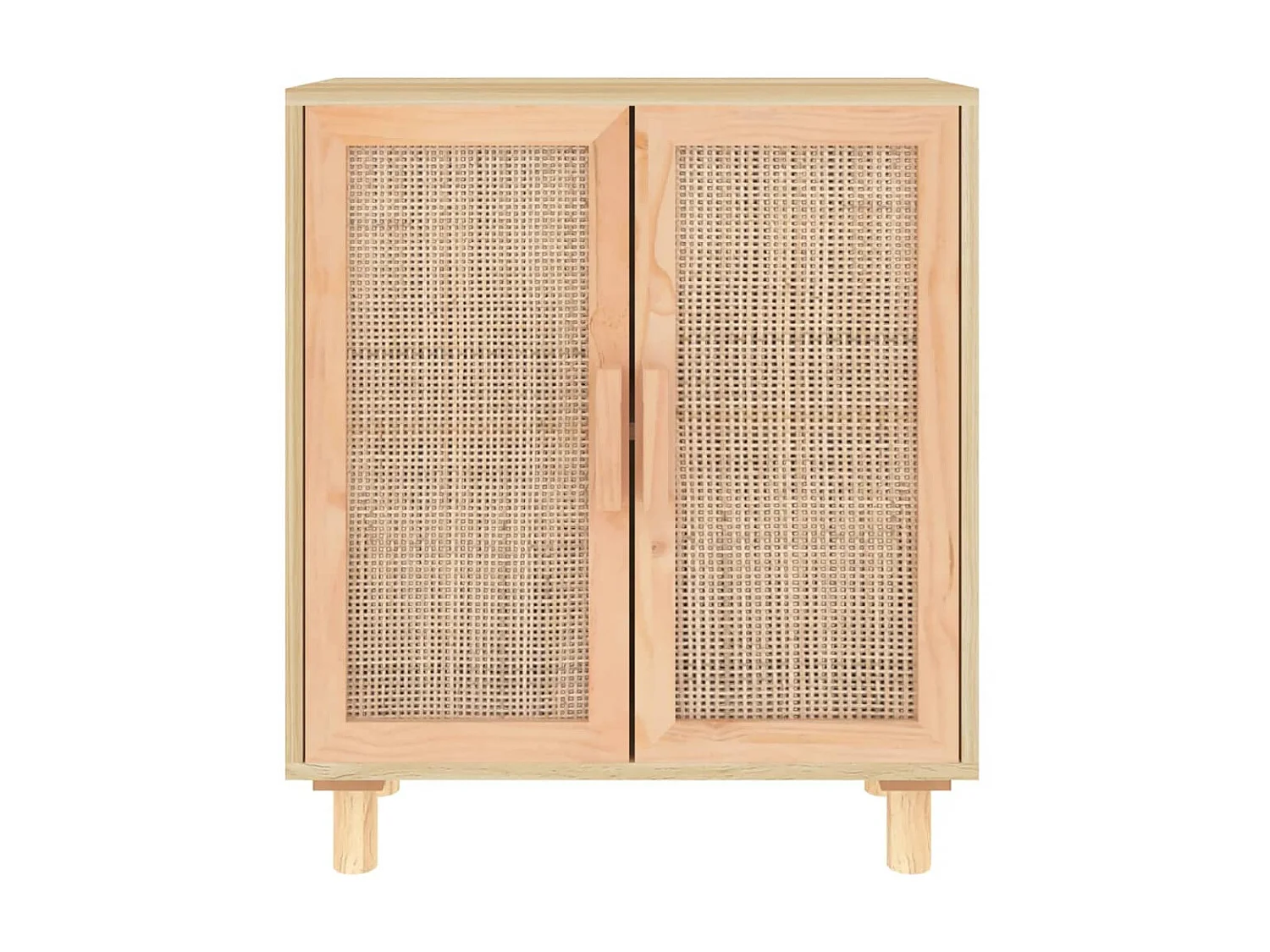 Buffet Marron 60x30x70 cm Bois de pin massif et rotin naturel QWE12464