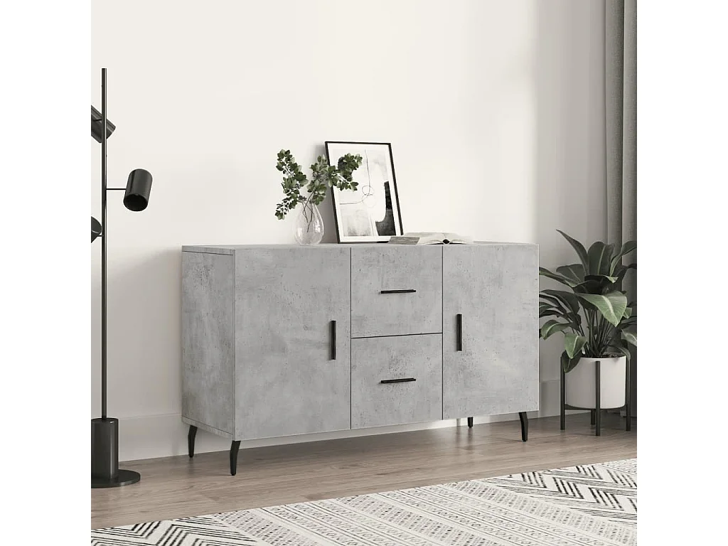 Buffet gris béton 100x36x60 cm bois d'ingénierie QWE96281