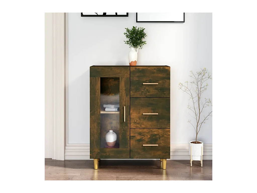 Dressoir 69,5x34x90 cm bewerkt hout gerookt eikenkleurig NL79217
