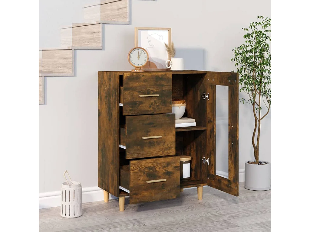 Aparador de madera de ingeniería roble ahumado 69,5x34x90 cm ES59637