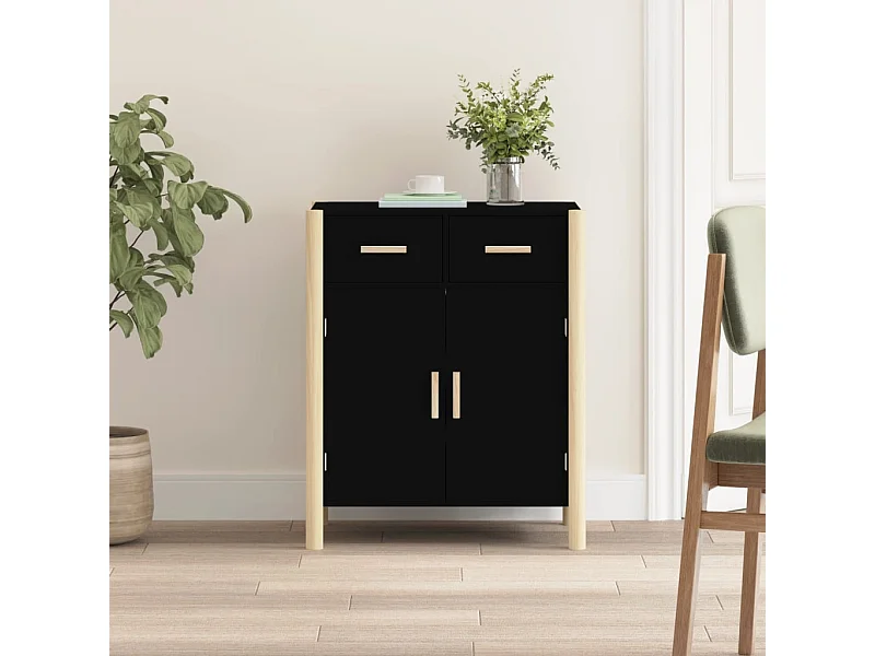 Aparador de madera contrachapada negro 62x38x75 cm ES93386