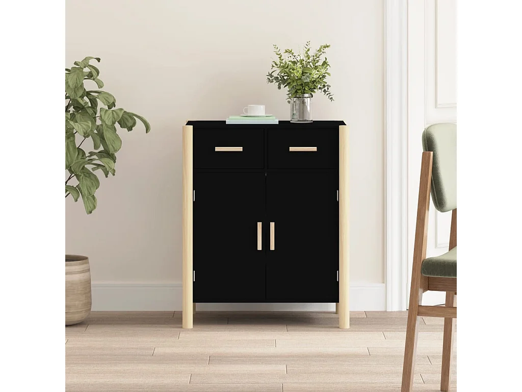 Aparador de madera contrachapada negro 62x38x75 cm ES93386