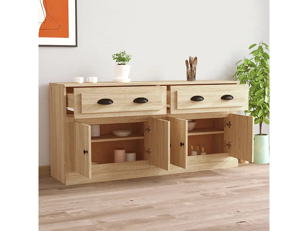 Buffets 2 pcs chêne sonoma bois d'ingénierie EGER40649