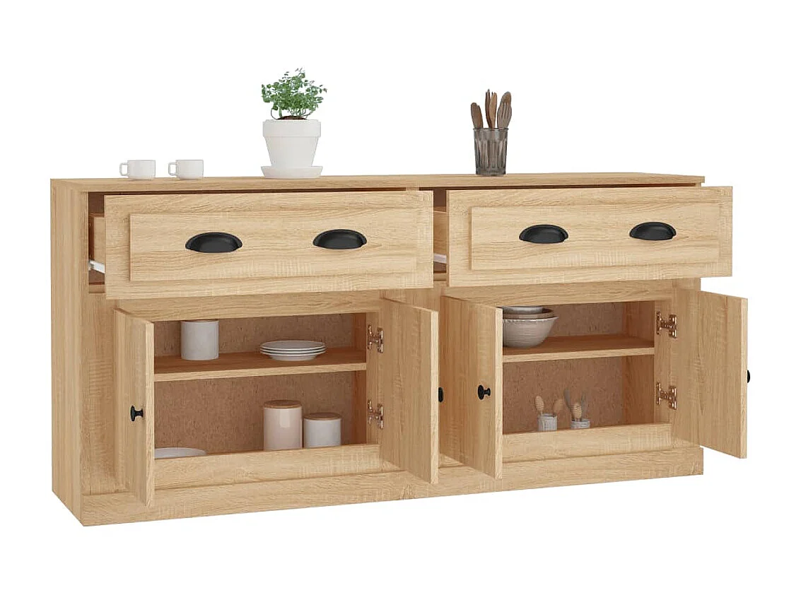 Buffets 2 pcs chêne sonoma bois d'ingénierie EGER40649