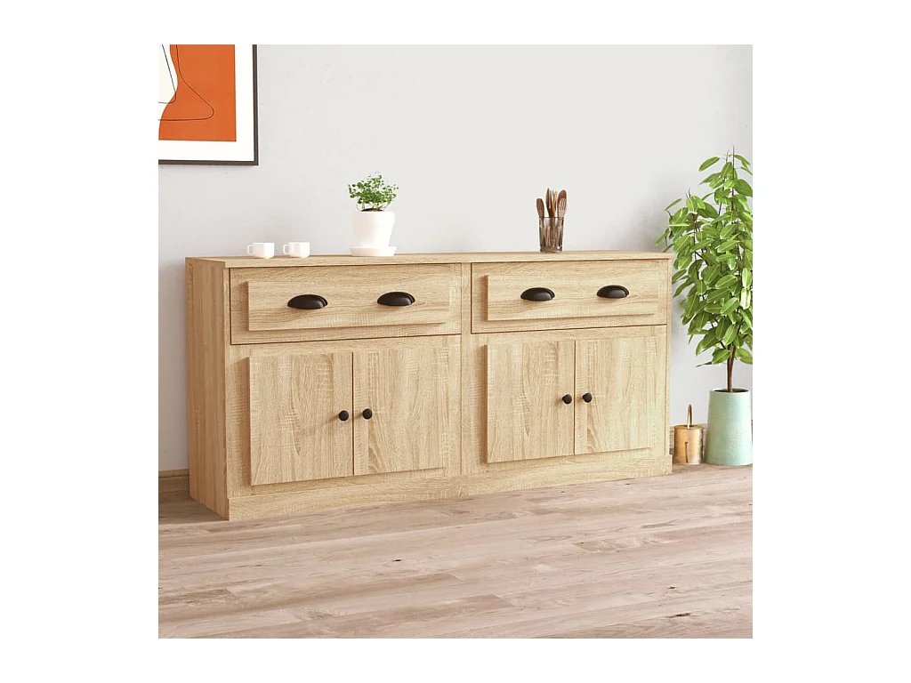 Buffets 2 pcs chêne sonoma bois d'ingénierie EGER40649