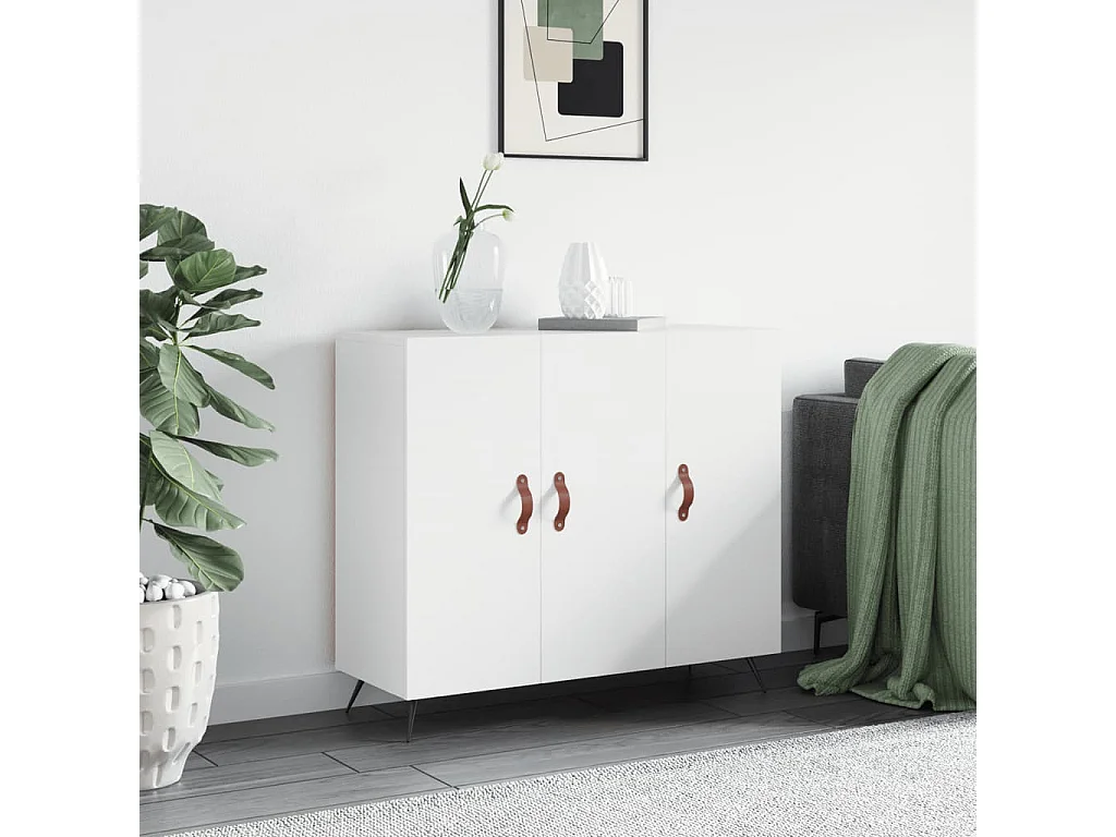 Buffet blanc 90x34x80 cm bois d'ingénierie QWE49090