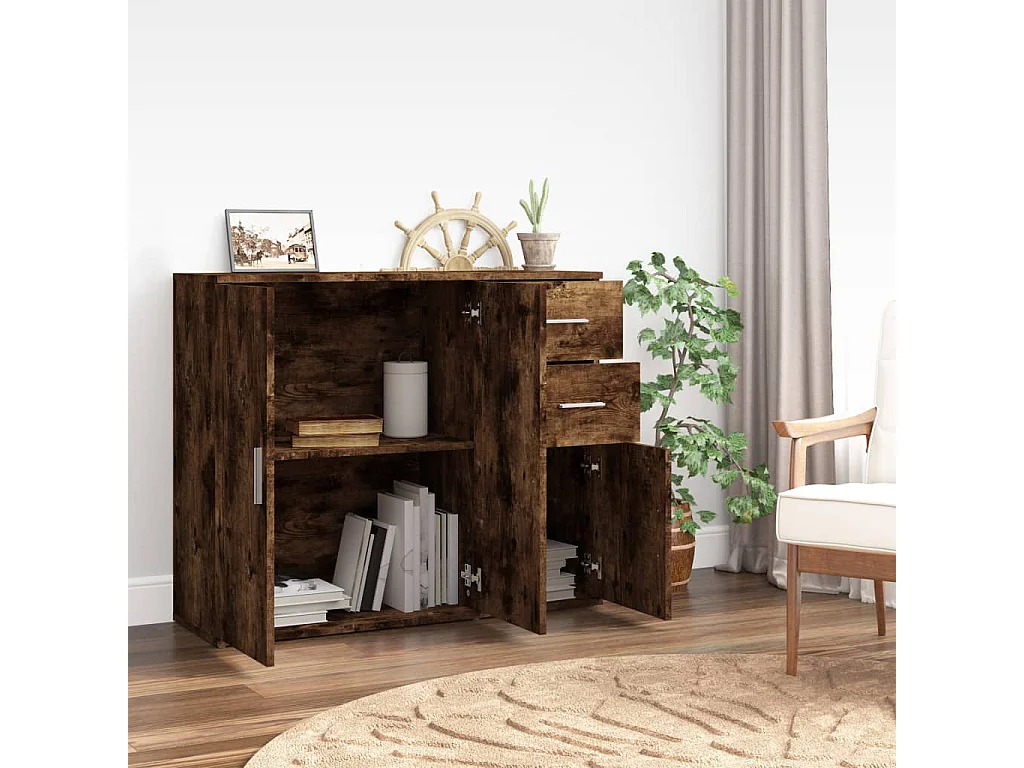 Buffet Chêne fumé 91x29,5x75 cm Bois d'ingénierie EGER49713