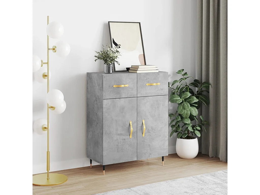 Aparador de madera de ingeniería gris hormigón 69,5x34x90 cm ES25526