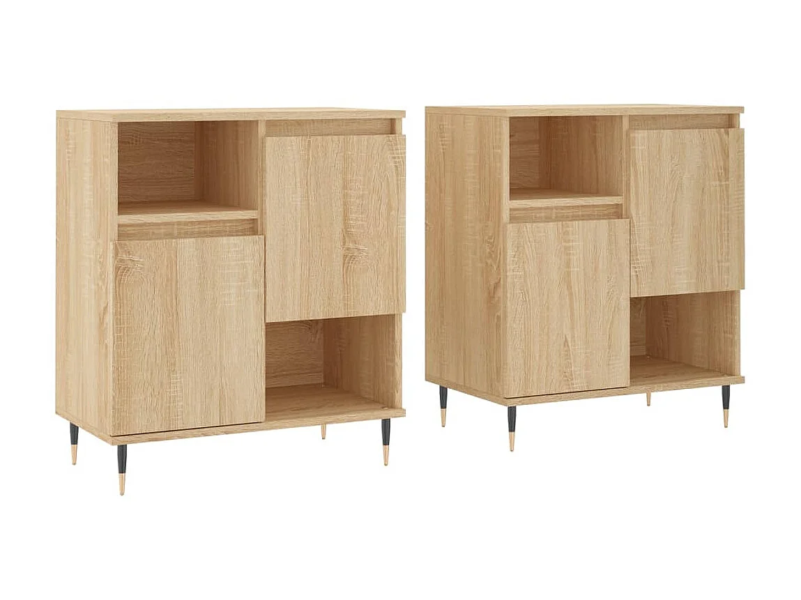 lot de 2 Buffets chêne sonoma bois d'ingénierie QWE53946