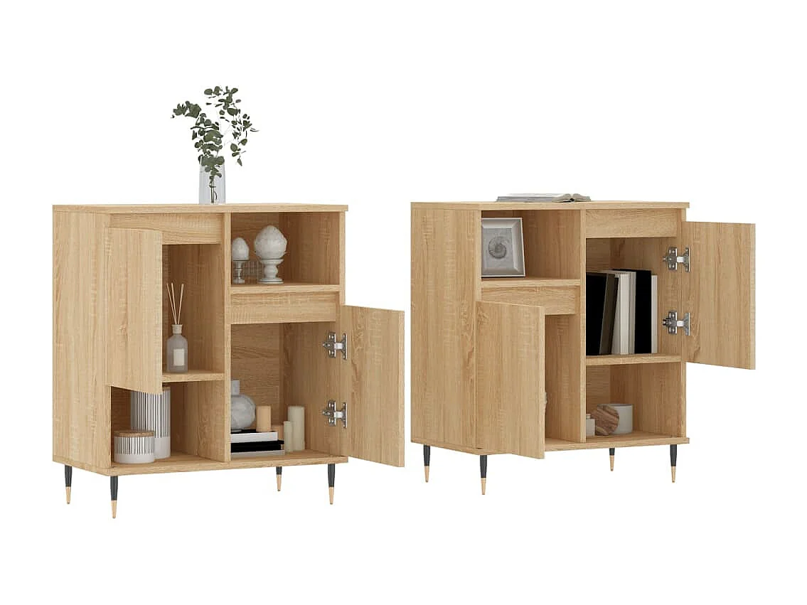 lot de 2 Buffets chêne sonoma bois d'ingénierie QWE53946