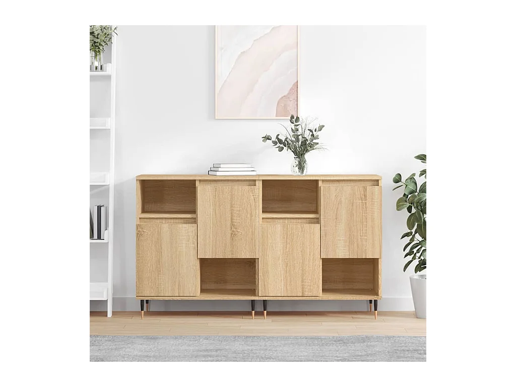 lot de 2 Buffets chêne sonoma bois d'ingénierie QWE53946