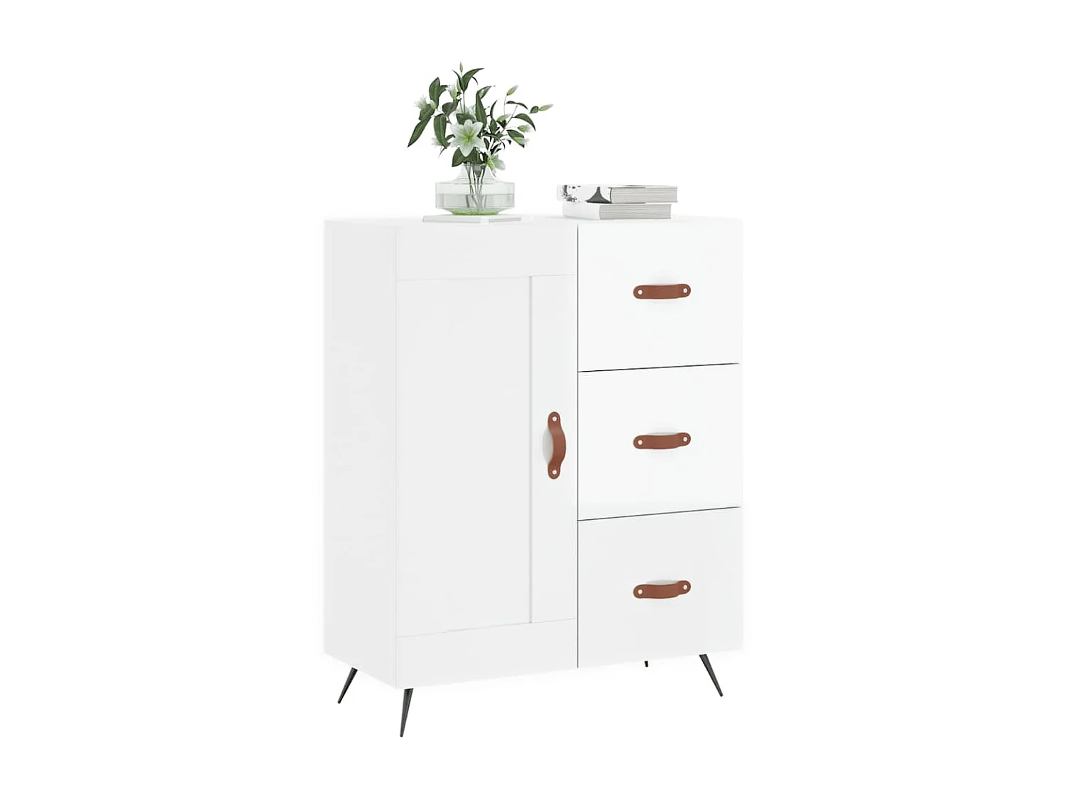 Buffet Blanc brillant 69,5x34x90 cm Bois d'ingénierie QWE22945