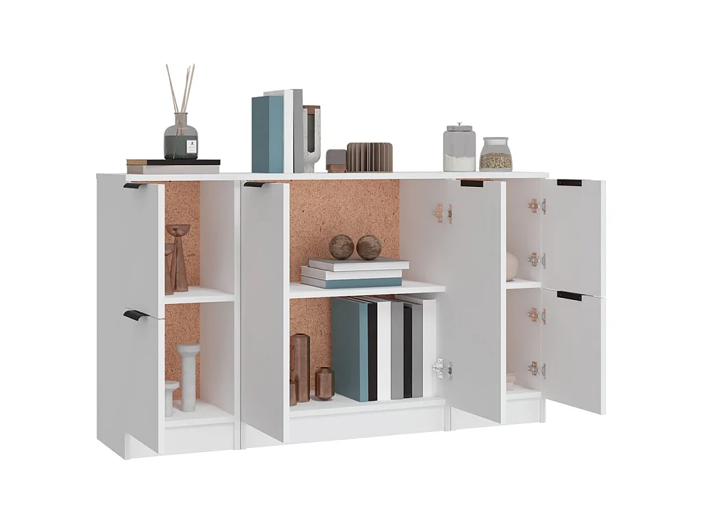 Buffets 3 pcs Blanc Bois d'ingénierie EGER44675