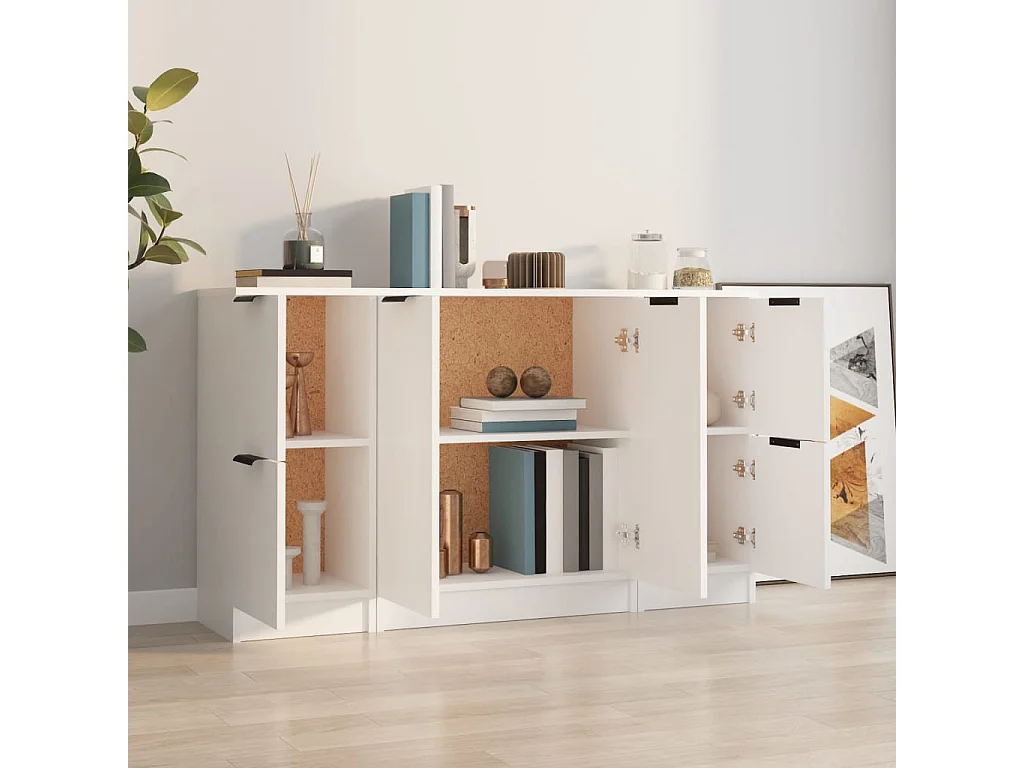 Buffets 3 pcs Blanc Bois d'ingénierie EGER44675