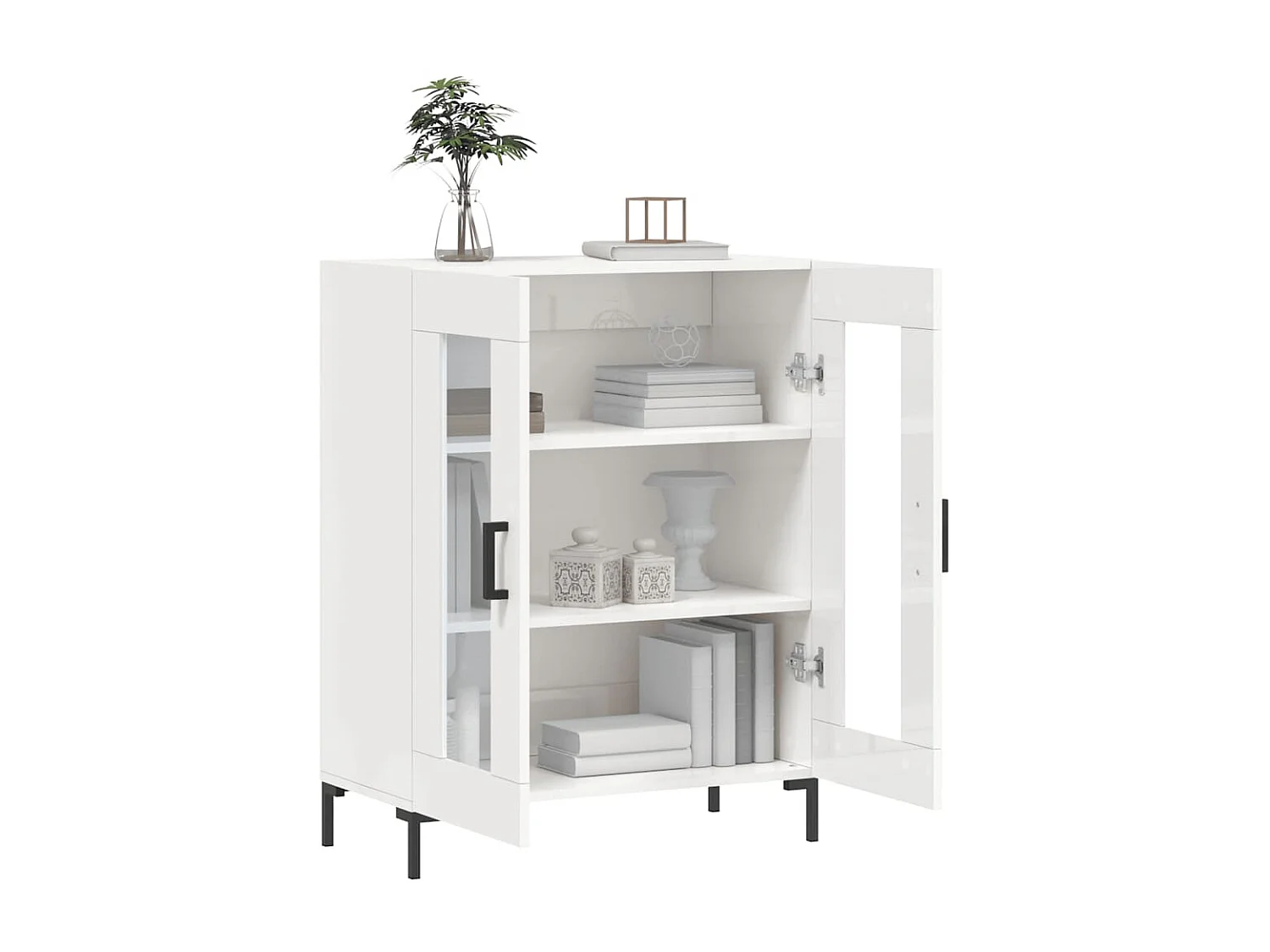 Dressoir 69,5x34x90 cm bewerkt hout hoogglans wit NL246799