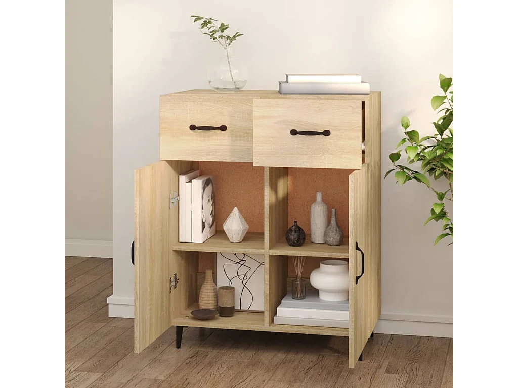 Dressoir 69,5x34x90 cm bewerkt hout sonoma eikenkleurig NL49070