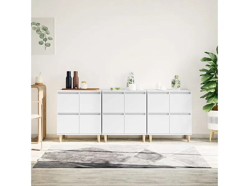 Buffets 3 pcs blanc 60x35x70 cm bois d'ingénierie EGER35162