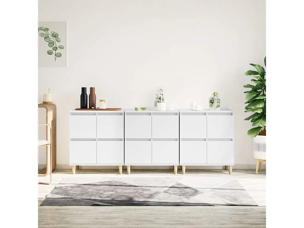 Buffets 3 pcs blanc 60x35x70 cm bois d'ingénierie EGER35162