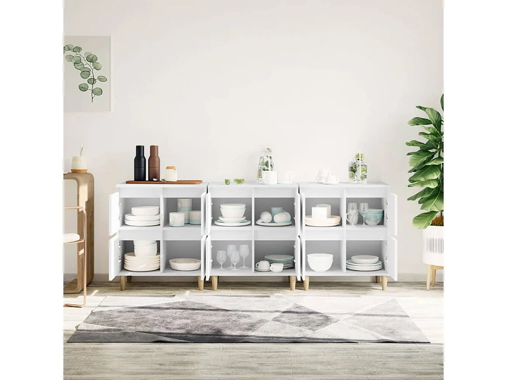 Buffets 3 pcs blanc 60x35x70 cm bois d'ingénierie EGER35162