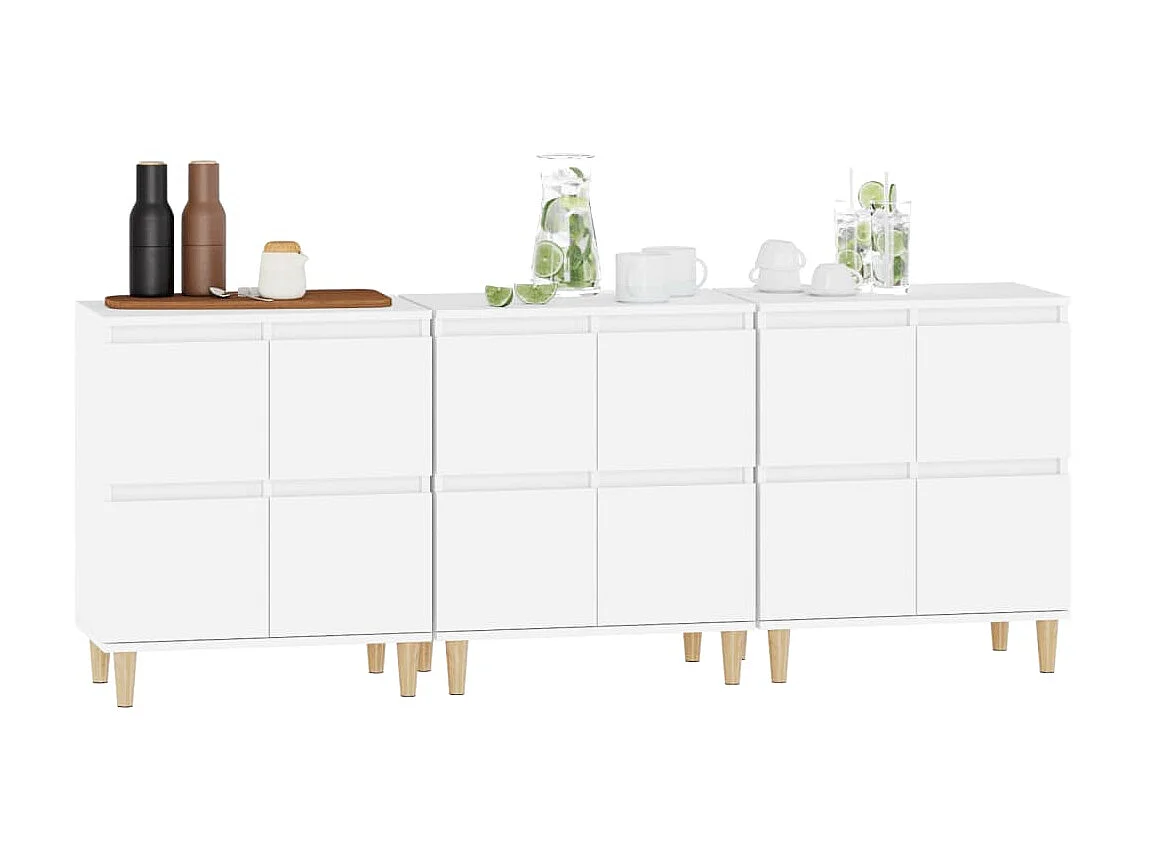 Buffets 3 pcs blanc 60x35x70 cm bois d'ingénierie EGER35162