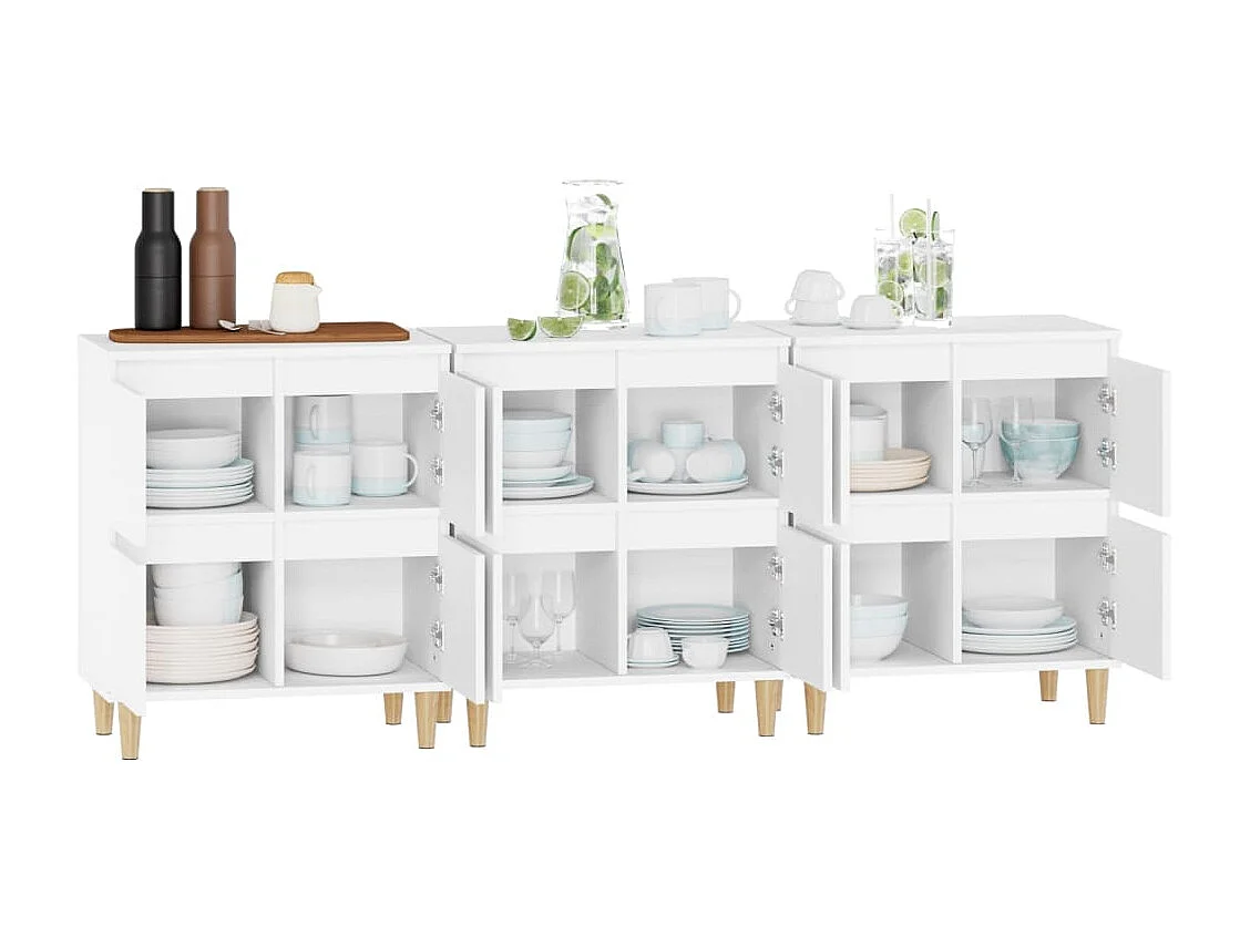 Buffets 3 pcs blanc 60x35x70 cm bois d'ingénierie EGER35162