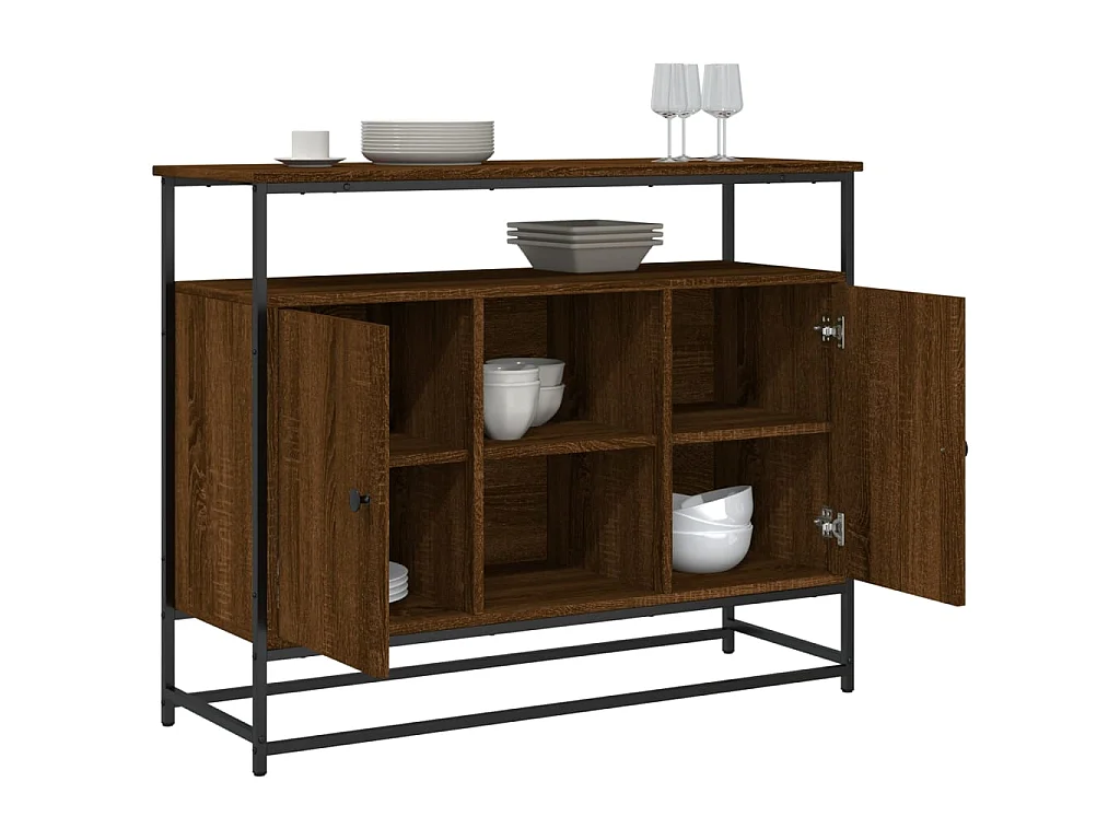 Buffet chêne marron 100x35x80 cm bois d'ingénierie QWE88066