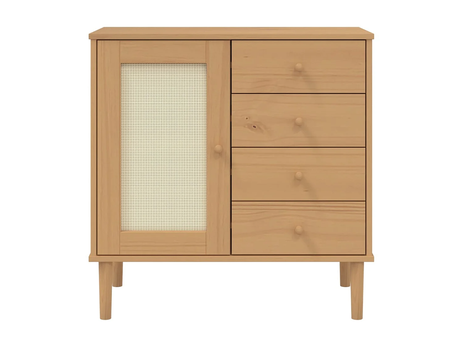 Aparador SENJA aspecto de ratán madera pino marrón 80x40x80 cm ES80302